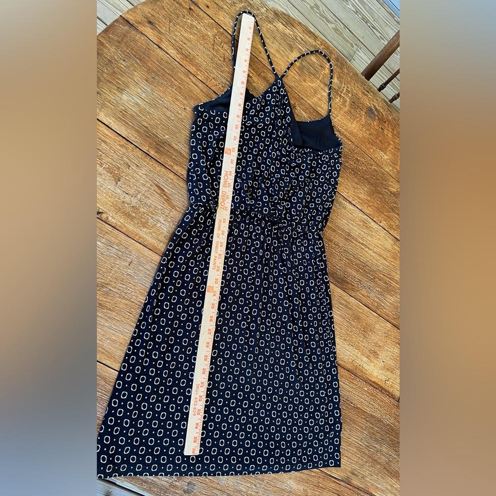 LOFT Outlet Black Mini Dress Flowy Summer Spaghetti Strap White Detailing Sz S - Picture 9 of 10